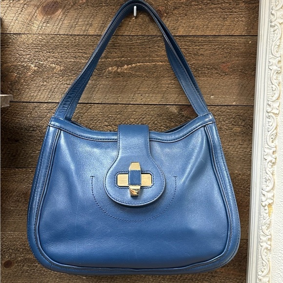 TORY BURCH Serina Hobo Blue Leather Shoulder Bag - Picture 1 of 13